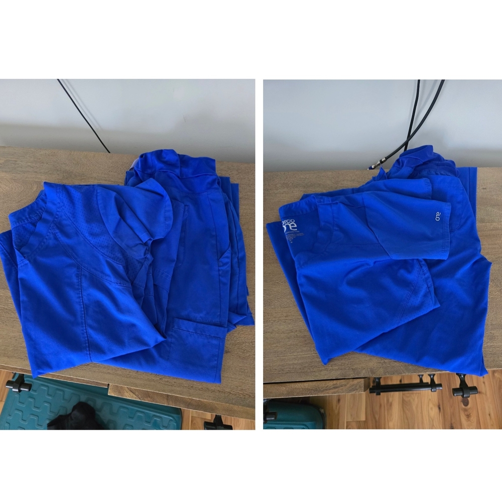 Two Cobalt Blue Barco One Scrub Sets Size Small Tops And Bottoms